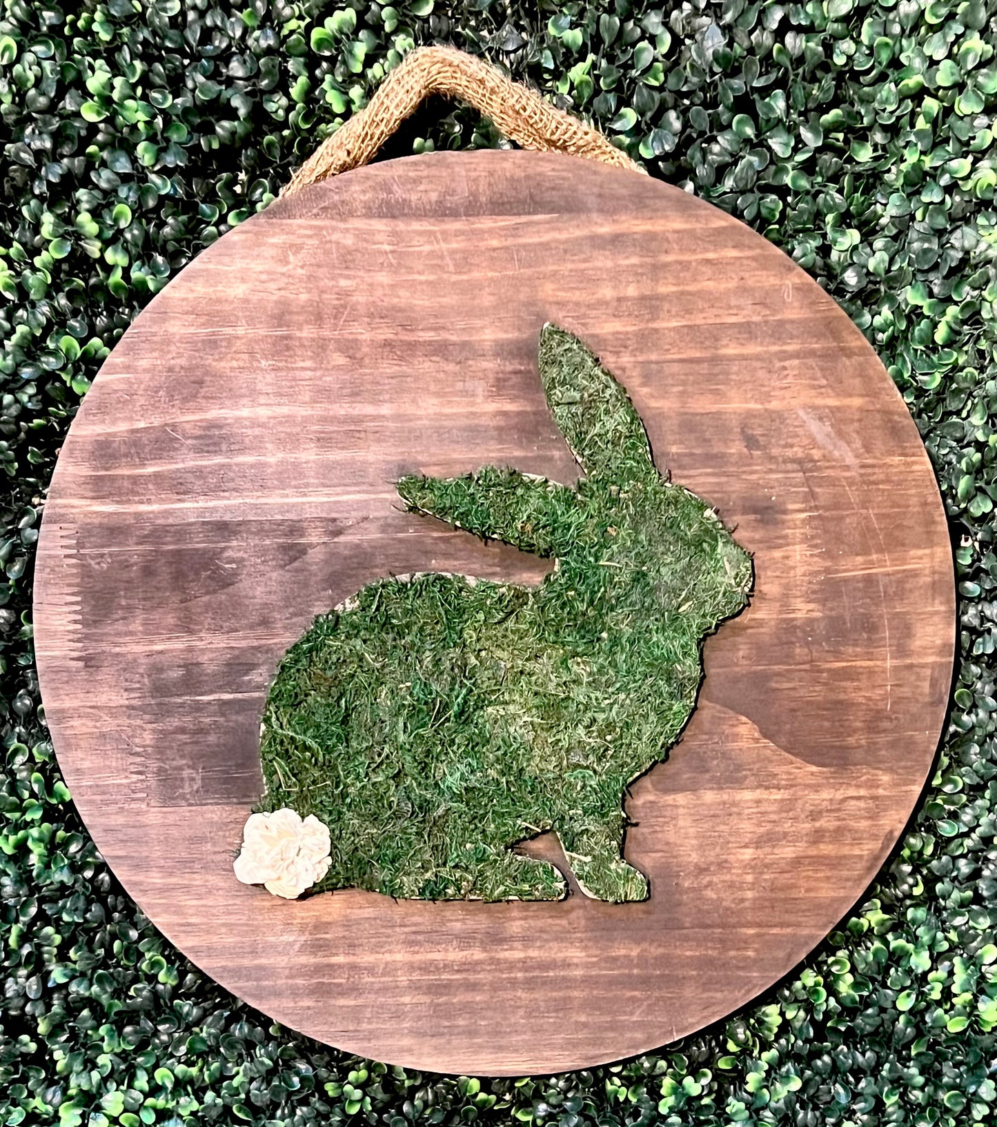 Moss Bunny Round Door Hanger