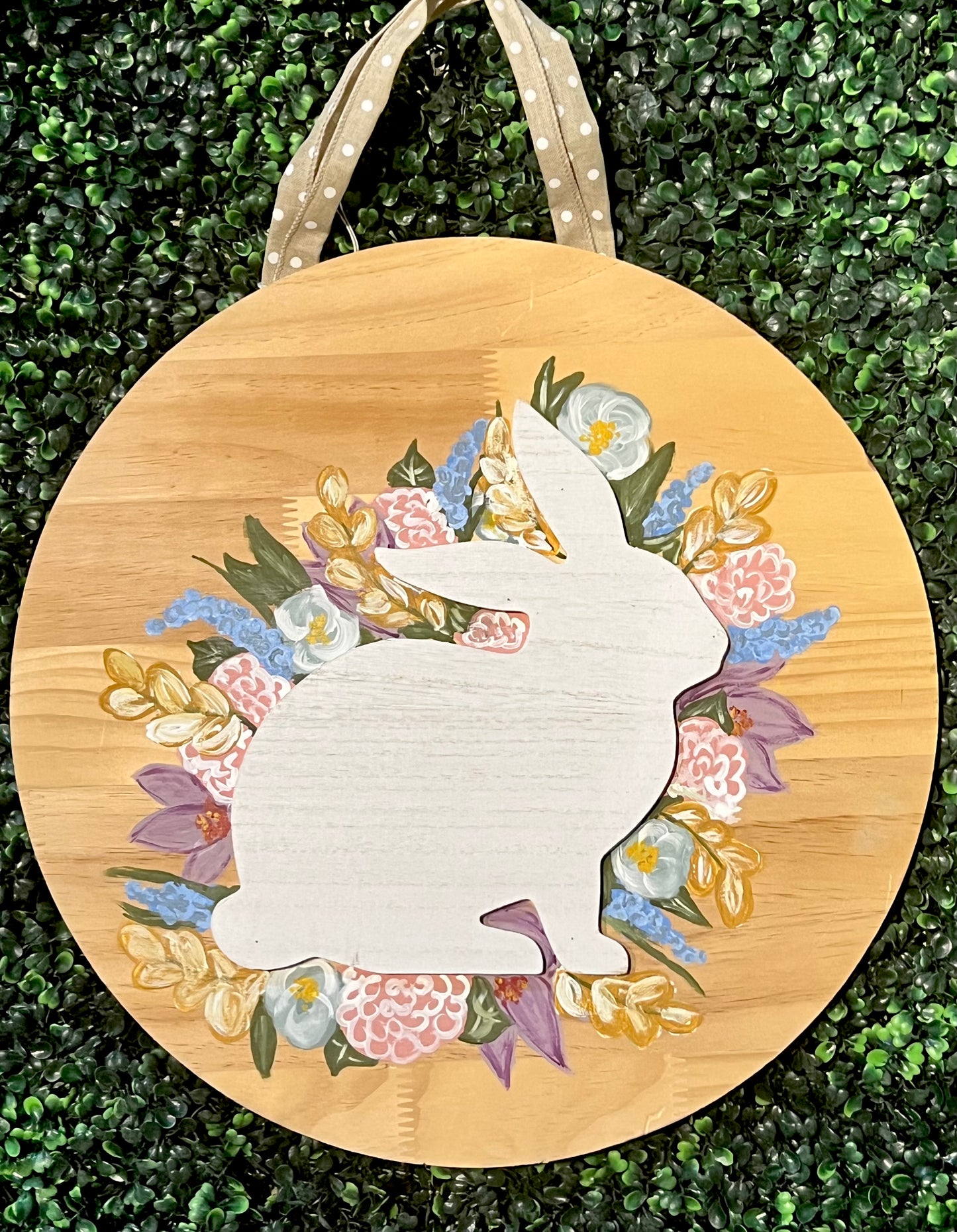Floral Bunny Round Door Hanger