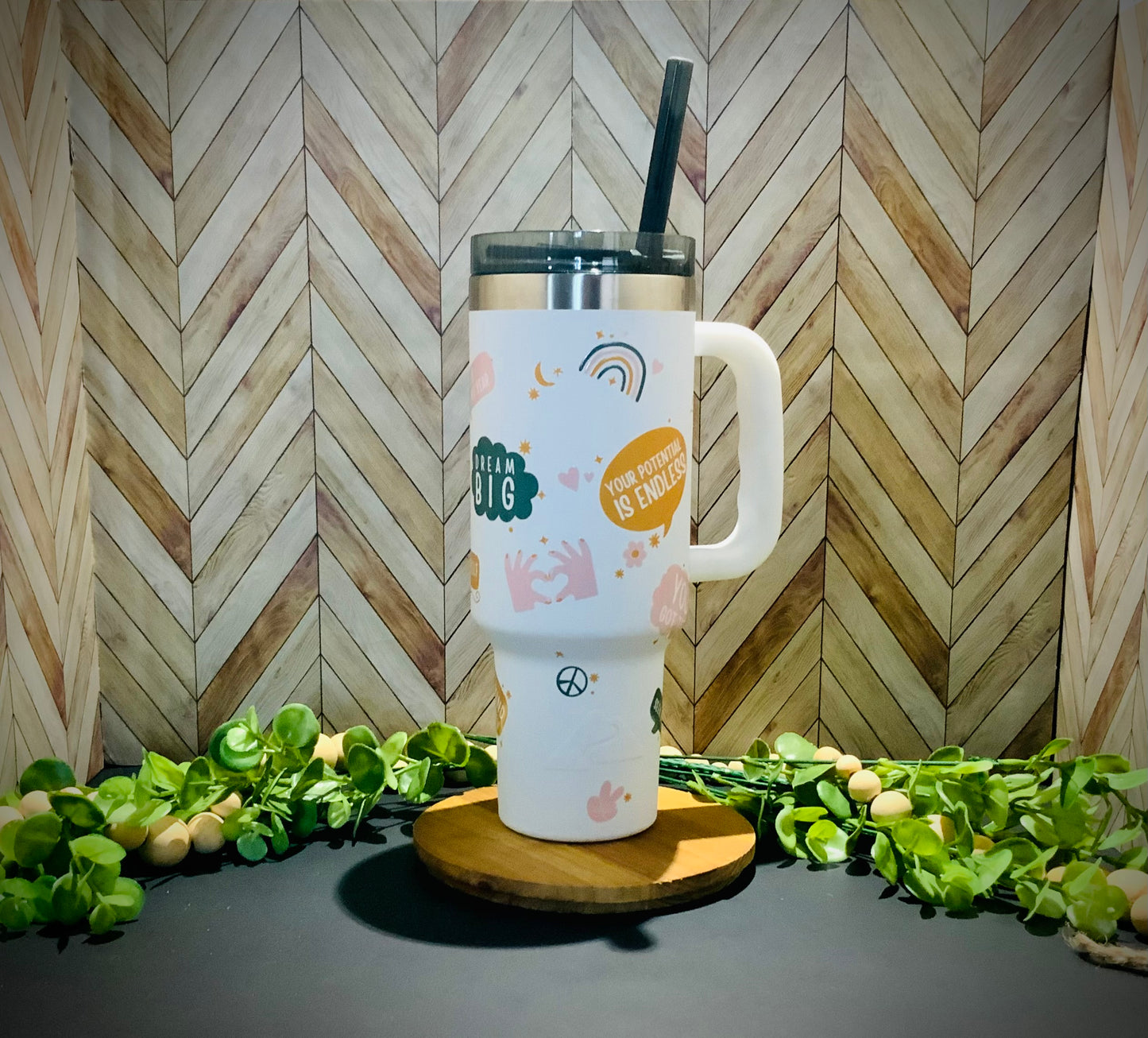 40 oz White Positive Affirmations Tumbler