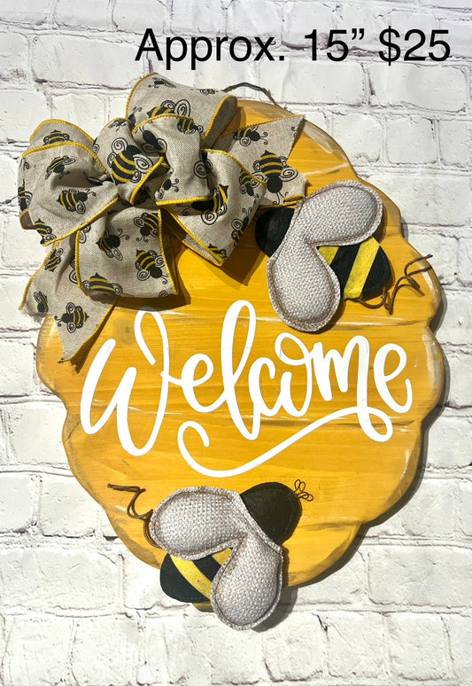 Welcome Bee Hive Door Hanger
