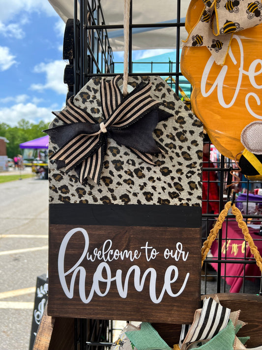 Leopard Print Welcome to our Home “Tag” Door Hanger