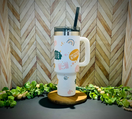 40 oz White Positive Affirmations Tumbler