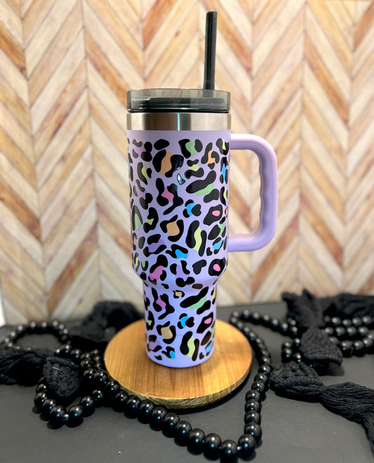 40 oz Colorful Leopard Print Tumbler